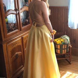 Yellow Lace Back Prom/Formal Dress!!